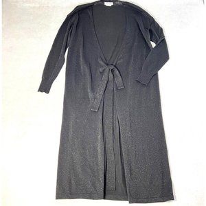 Lovers & Friends Womens Duster XXS Knit Black Sparkle Shimmer Front Tie Flaw